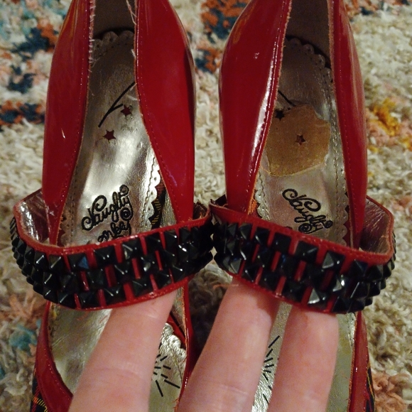Naughty Monkey Red Plaid 5" Heels • 8.5 • Pinup Style - Picture 7 of 12